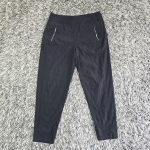 Athleta Pants Womens 12 Black Ankle Jogger Zip Pocket Nylon Stretch Athletic